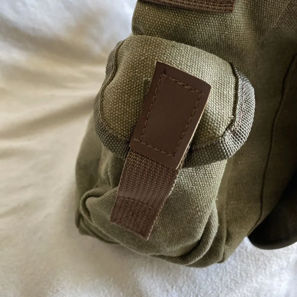 Sovrano Army Green And Brown Messenger Bag